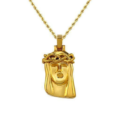 Yellow 14K Yellow Gold Jesus Head Pendant